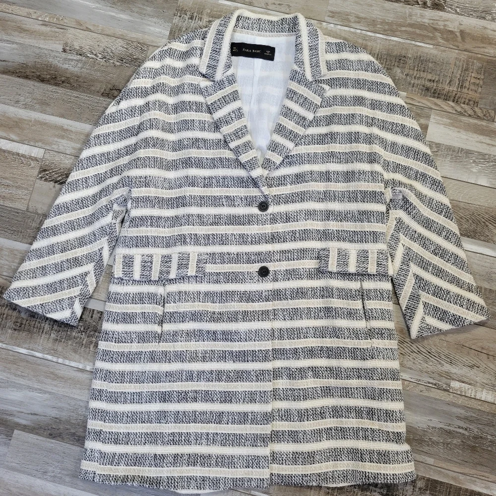 Zara Striped Coat Size Large - Picture 6 of 8